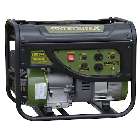 Sportsman Portable Generator, Gasoline, 1,400 W Rated, 2,000 W Surge, Recoil Start, 120V/12V DC, 15 A GEN2000